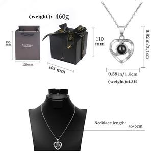 Collar de Cadena con Colgante de Clavícula Premium, Superventas, con Proyección de 'Te Amo' en 100 Idiomas, Joyería de Moda para San Valentín, con Circonita - Product Image 4