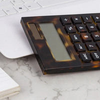 Calculatrice de bureau solaire en acrylique à motif écaille de tortue, personnalisable avec logo, pour commande en gros, cadeau de bureau, fournisseur de papeterie