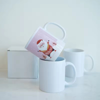 Fournisseur de tasses à café en céramique blanche en gros, tasse à sublimation 11 oz, haute qualité, style nordique simple, motif moderne, réutilisable pour les aliments