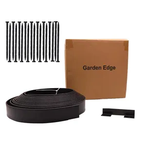 Bordas de plástico para gramado sem cavar, kit de borda preta para borda de jardim