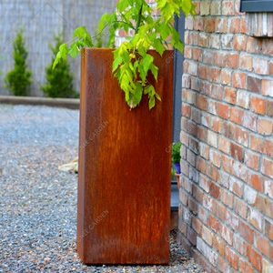 Conteneur de jardinière pré-assemblé en acier Corten à profil carré pour pots de fleurs et jardinières d'herbes/arbustes sans base incluse - Product Image 1