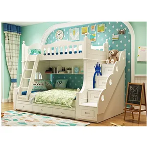 Распродажа, детская кровать, Дизайнерские деревянные двухъярусные кровати для детей с выдвижным ящиком и лестницей