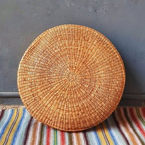 Puf Otomano Artesanal de Jacinto de Agua Blanco, Cojines Decorativos para Silla, Ecológicos - Product Image 4