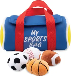 Set da gioco di peluche-giocattoli sensoriali per bambini con palline di peluche che fanno suoni e saluti sportivi