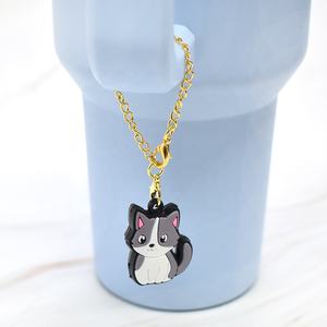 新しい到着かわいい猫ストローチェーンチャームアクセサリーチャームカップハンドルチャームウォーターボトル用アクセサリー - Product Image 3