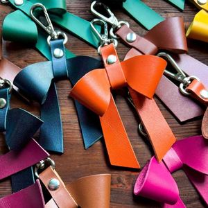 Personalized Lovely PU Leather Bow <b>Keychain</b> Cute Bow Key Ring for Bag Purse Handbag Pendant Car Key Accessory - Product Image 1