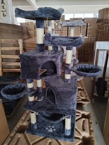 Penjualan laris 2023 mainan kertas rangka mendaki hewan peliharaan Multi-Level Sisal kayu Modern pohon kucing besar mewah siap dikirim - Product Image 5