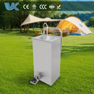 Fregaderos Modernos de Pedestal para Exteriores de Acero Inoxidable Pulido con un Solo Orificio, Operados por Pedal, Estación de Lavado Móvil para Remolques con Capacidad de 2x20L - Product Image 2