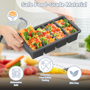 Grands bacs à glace 4 tasses Moule à glace de qualité alimentaire pour sauce à jus de soupe Moules à glaçons en <span class=keywords><strong>silicone</strong></span> Marqueur Plateau congélateur avec <span class=keywords><strong>couvercle</strong></span> - Product Image 3