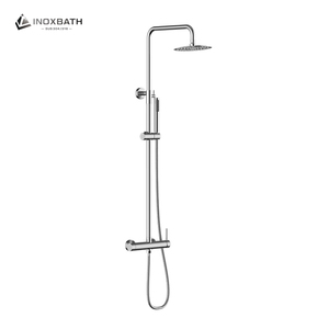 طقم دش دائري من الفولاذ المقاوم للصدأ بنمط رذاذ المطر مثبت على الحائط دش عالي الضغط للحمامات المصقول للفنادق - Product Image 2