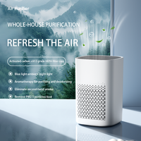 Purificateur d'air portable USB-C HEPA à charbon actif, silencieux, en plastique, pour bureau, avec veilleuse et diffuseur d'arômes, manuel