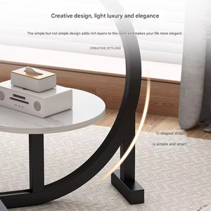 Petite <span class=keywords><strong>table</strong></span> basse moderne avec structure en fer et plateau en bois massif - <span class=keywords><strong>Table</strong></span> d'appoint mobile pour canapé et <span class=keywords><strong>table</strong></span> à thé pour balcon, combinaison chaise et <span class=keywords><strong>table</strong></span> pour salon - Product Image 4