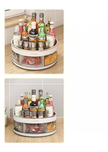 Easy-to-reach Plastic Double Tier Rotating <b>Kitchen</b> Spice <b>Storage</b> Organizer with Insect-proof Design for Home - Product Image 6