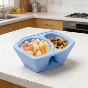 ภาชนะใส่ขนมซิลิโคนแบบใช้ซ้ำได้พร้อมฝาปิด ปลอดสาร BPA 2 ช่อง กล่องเก็บอาหารป้องกันการรั่วซึมสำหรับซอสสลัด - Product Image 3