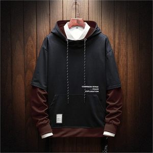 FOXA <b>Mens</b> Colorblock Hoodie Unisex <b>Pullover</b> With Pocket Breathable French Terry Sweatshirt Casual Hip Hop Top - Product Image 3
