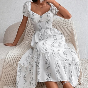 Ingrosso a <span class=keywords><strong>fiori</strong></span> lunghi abiti da donna Sexy da ragazza su misura Oem estate Vestido bianco floreale Casual elegante abito lungo da donna - Product Image 1