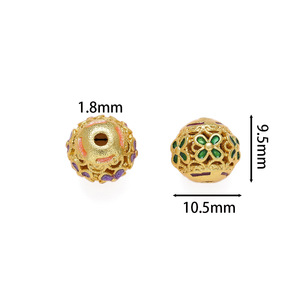 Copper Hollow Flower Round Beads Gold Metal DIY Jewelry Accessories <b>Spacer</b> Beads For Bracelets Yiwu Origin - Product Image 2