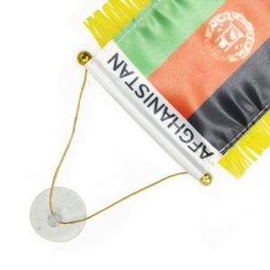 Bandera de satén personalizada de AFGANISTÁN, mini bandera para coche con borlas amarillas - Product Image 3