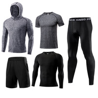 Tenue de Sport Fitness Homme 5 Pièces, Ensemble d'Entraînement Course Basketball Musculation Séchage Rapide, Personnalisable