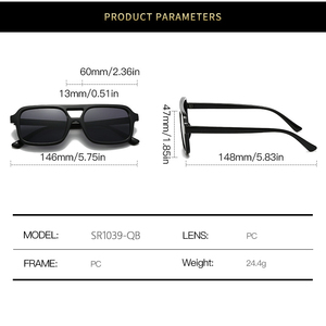 Hot Sale Oversized Square PC Frame Shades Eyewear Fashion Double Bridges Trendy Rectangle Flat Top Women and Men <strong>Sunglasses</strong> - Product Image 3