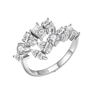 Anillo de Plata para Mujer con Diamantes Cultivados en Laboratorio, Claridad VS, Corte Pera, Forma Marquesa, Anillo de Eternidad para Boda, Certificado IGI - Product Image 1