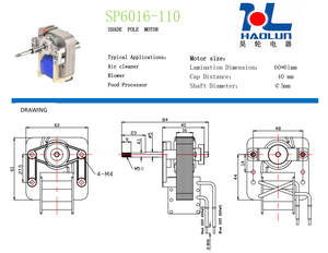 Однофазный асинхронный двигатель SP60 для печи, 50 Гц, с экранированными полюсами, на заказ, для вытяжного вентилятора, Haolun Electrics - Product Image 5