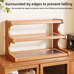 Estante de Almacenamiento Plegable de Bambú de Tres Niveles, Estilo Simple y Moderno, para Cocina, Hogar y Oficina - Product Image 5
