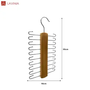 Lavinia卸売ベルトハンガー省スペースメタルタイハンガーウッド