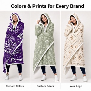 Custom OEM ODM Hugs Sherpa Fleece Wearable Blanket <strong>Hoodie</strong>, Birthday Gifts for <strong>Women</strong> Inspirational Words for Female for Friend - Product Image 6