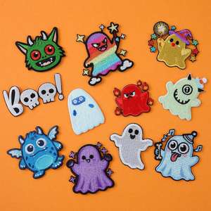 Patch brodé thermocollant/de type autocollant, motif fantôme de dessin animé d'Halloween, pour coques de téléphone festives et décoration de ruban - Product Image 1
