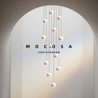Lustre de luxe en aluminium noir à LED dimmable pour villa, salon, loft, rotatif, creux, duplex