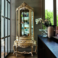 Console de luxe française avec miroir, ensemble de meubles d'entrée, sculpté avec précision en bois de bouleau antique, fabriqué en usine au Guangdong