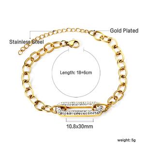 Nouveau Bracelet Épais pour Femme en Acier Inoxydable Plaqué Or 18 carats avec Zircon CNC, Style Italien, Bijoux de Mode - Product Image 3