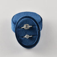 Boîtes d'emballage de bijoux en velours ovales rose et bleu royal personnalisées EVERWIN avec logo personnalisé, fermeture à boucle, imprimées pour les bagues