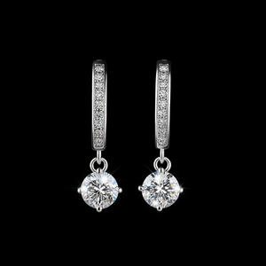 Boucles d'oreilles en or blanc E3031 avec diamants ronds taille brillant, couleur D, certifiées GIA, bijoux classiques pour femmes, pour mariage - Product Image 1