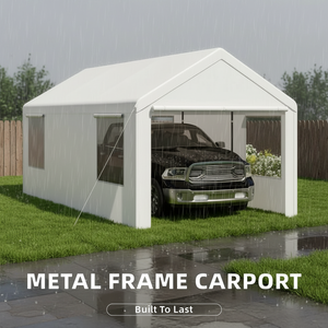 Abri de voiture moderne en métal avec cadre en acier PVC pour usage extérieur, imperméable, résistant aux intempéries, pour voiture et entrepôt, <span class=keywords><strong>bois</strong></span> naturel traité sous pression - Product Image 3