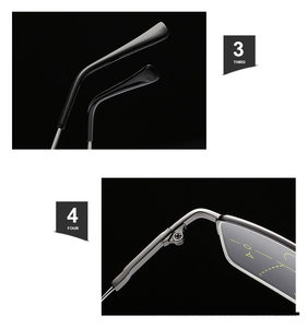 Gafas de Lectura Multifocales de Titanio, Anti-Luz Azul, Protección UV, Bifocales Progresivas, Media Montura para Hombres <span class=keywords><strong>y</strong></span> Mujeres con Presbicia - Product Image 6