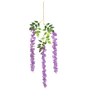 Guirlande de fleurs artificielles de glycine Xinsheng, blanche, 100 cm, décoration de mariage, plante suspendue avec feuilles vertes, pour intérieur et extérieur - Product Image 4