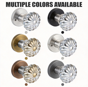 Tianyi Matte <b>Black</b> Clear Crystal <b>Door</b> <b>Knob</b> Round Rosette Fluted Glass Interior Room Luxury Wooden Handle Locksets - Product Image 2