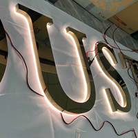 Lettres lumineuses LED 3D personnalisées en acier inoxydable de haute qualité, éclairées par l'arrière, pour enseignes murales commerciales intérieures