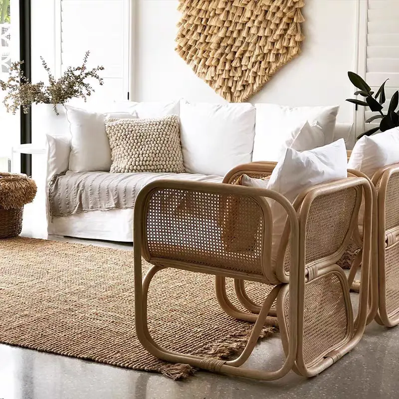 Più DESIGN all'ingrosso mobili per la casa Hotel moderno balcone in legno reclinabile in vimini reclinabile in Rattan soggiorno per il tempo libero poltrona
