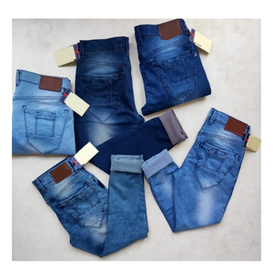 Alta calidad Deep Blue Men's Stretch Straight Eco-Friendly Transpirable High Street Bangladesh Export Lavable White Washed Jeans - Product Image 3