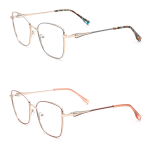 WO202 <span class=keywords><strong>Lunettes</strong></span> <span class=keywords><strong>originales</strong></span> pour <span class=keywords><strong>femme</strong></span>, monture en métal, monture optique tendance bicolore, style œil <span class=keywords><strong>de</strong></span> chat - Product Image 1