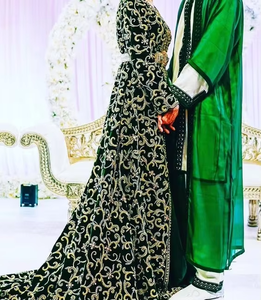 Beautiful Floor-Length <b>Kaftan</b> <b>Dress</b> with Long Trail and Heavy Zardozi Embroidery for Bridal Wedding Wear - Product Image 3