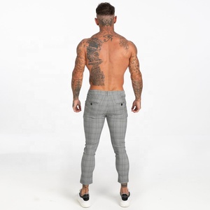 Gingtto Pantalones chinos ajustados grises para hombre Pantalones casuales a cuadros de diseñador de cintura alta con suministro OEM de talla grande súper elástico - Product Image 6