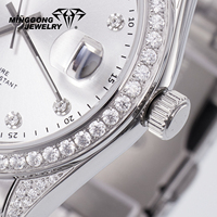 Montre Moissanite glacée en acier inoxydable haut de gamme 40mm pour hommes montre-bracelet entièrement glacée étanche mécanique de luxe à la mode