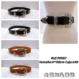 Cintura in Vera Pelle 4*110cm con Fibbia Argento, Cintura alla Moda - Product Image 1