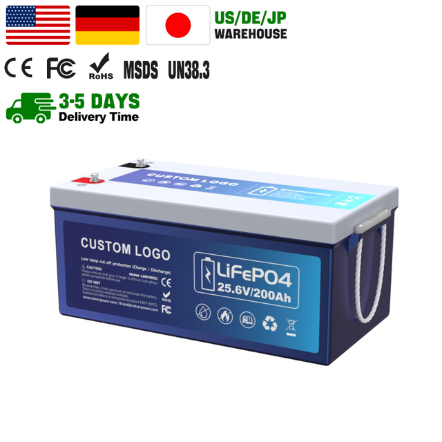 24V 200AH Lithium Iron Phosphate Battery Pack 100AH Deep Cycle Energy Storage for Solar