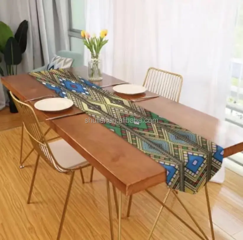 कस्टम किसी भी डिजाइन इथियोपिया टेबल धावक सनी कस्टम 3D मुद्रण पैटर्न गृह सजावट पार्टी