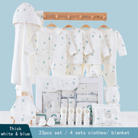 Ensemble cadeau pour bébé en coton 100% - Style décontracté pour le printemps - Motif de dessin animé - Tissu peigné - 19/21/23 pièces